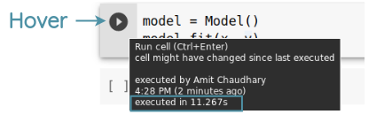 Execution Time by hovering on run cell