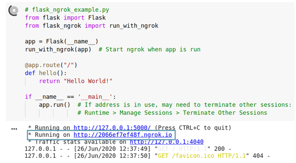 Example of running flask-ngrok