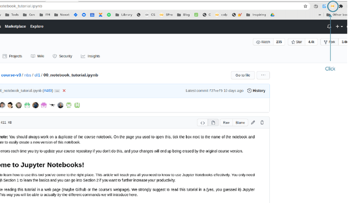 Extension for opening github notebook in colab