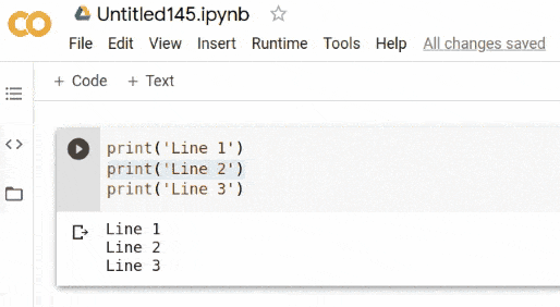 Running specific line in colab