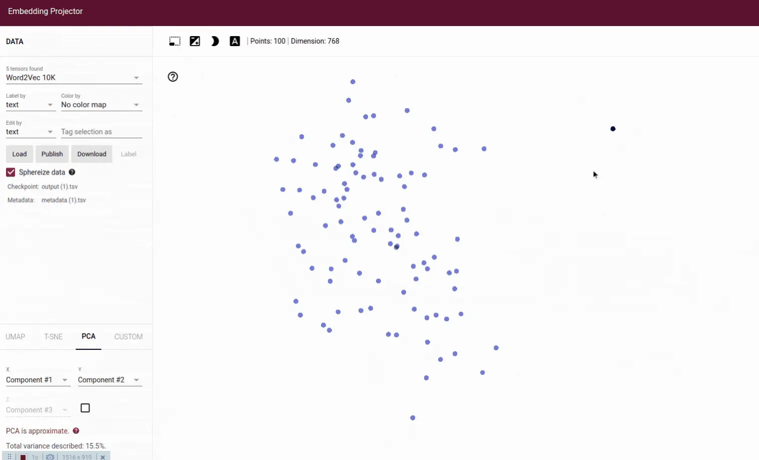 Thumbnail showing interactive visualization of texts clustered and plotted on a graph