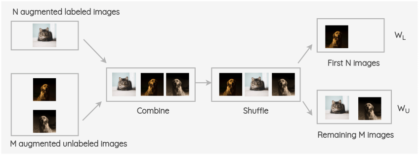 Shuffling labeled and unlabeled images